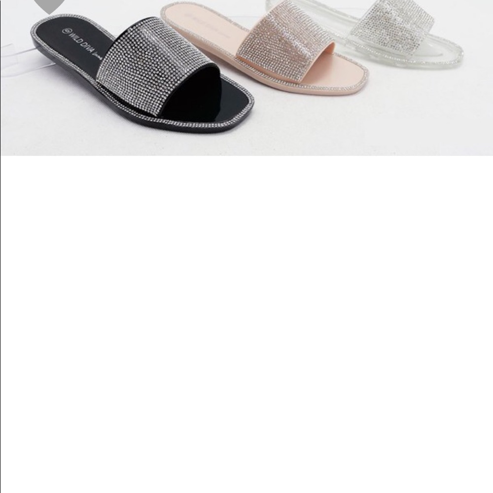 Nude Rhinestone Jelly Slide Sandal - Picture 3 of 10
